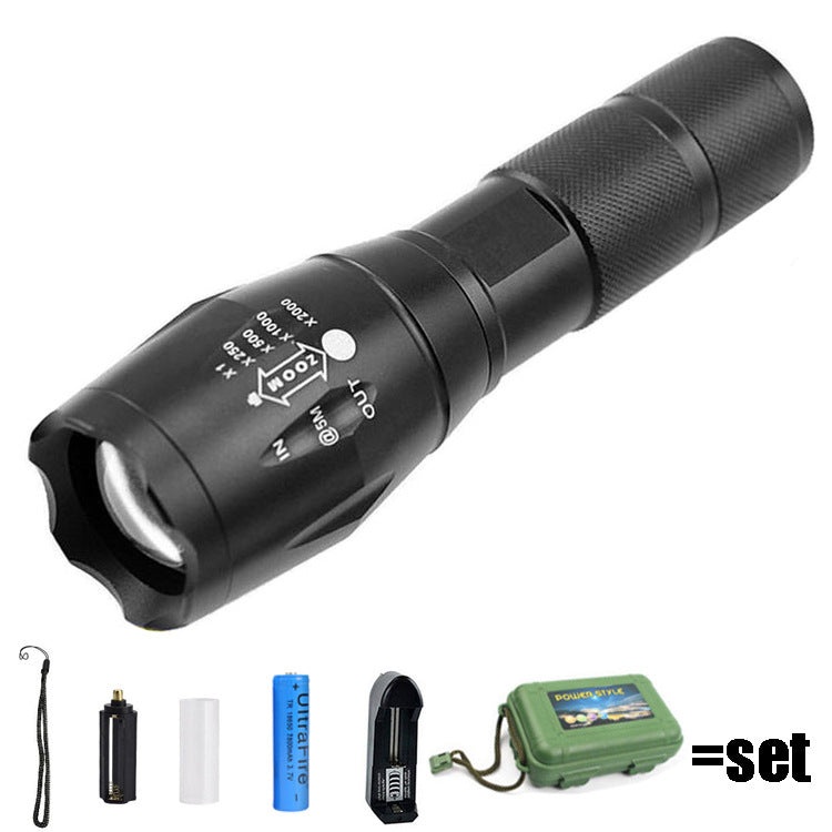 a100 Hand Held Led Strong Light T6 Camping Rechargeable Telescopic Zoom L2 High-Power Outdoor Camping Flashlight