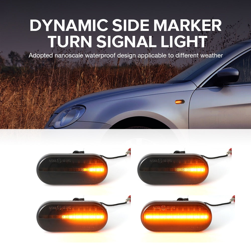 2piece Led Dynamic Side Marker Turn Signal Light For Volkswagen