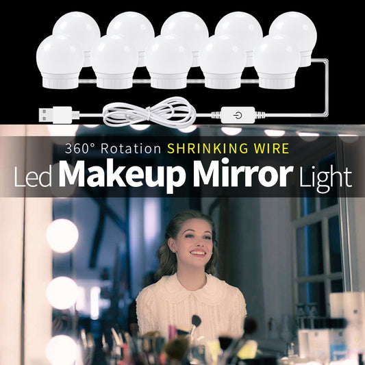 USB LED 12V Vanity Mirror Makeup Lamp 10  Bulb Kit